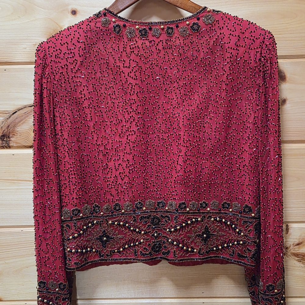 XL Laurence Kazar NEW York Red Silk Jacket - Picture 4 of 6